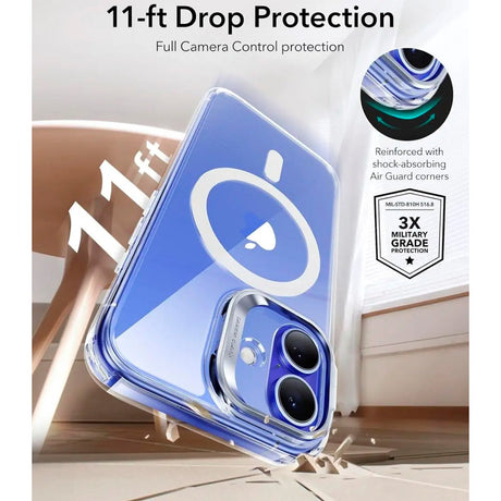 iPhone 16 Plus - ESR Classic Hybrid Cover m. Kickstand - MagSafe Kompatibel - Gennemsigtig