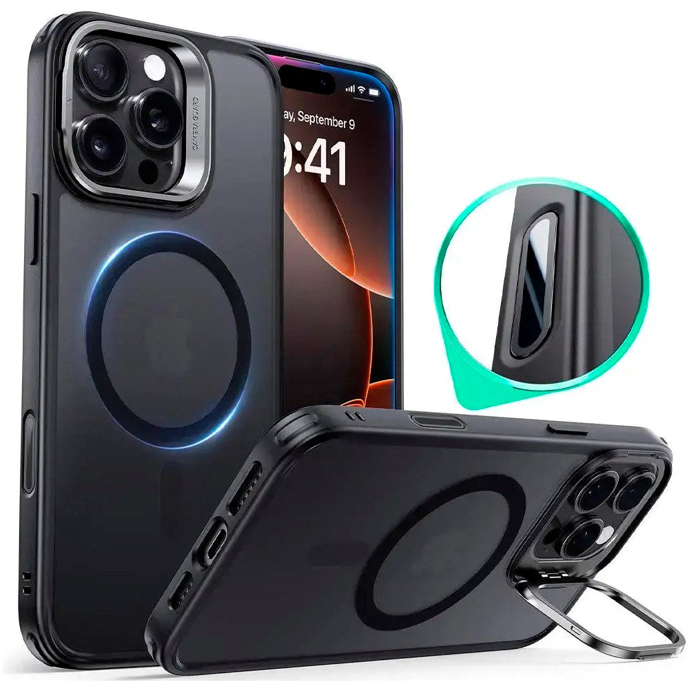 iPhone 16 Pro Max - ESR Classic Hybrid Cover m. Kickstand - MagSafe Kompatibel - Mat Sort