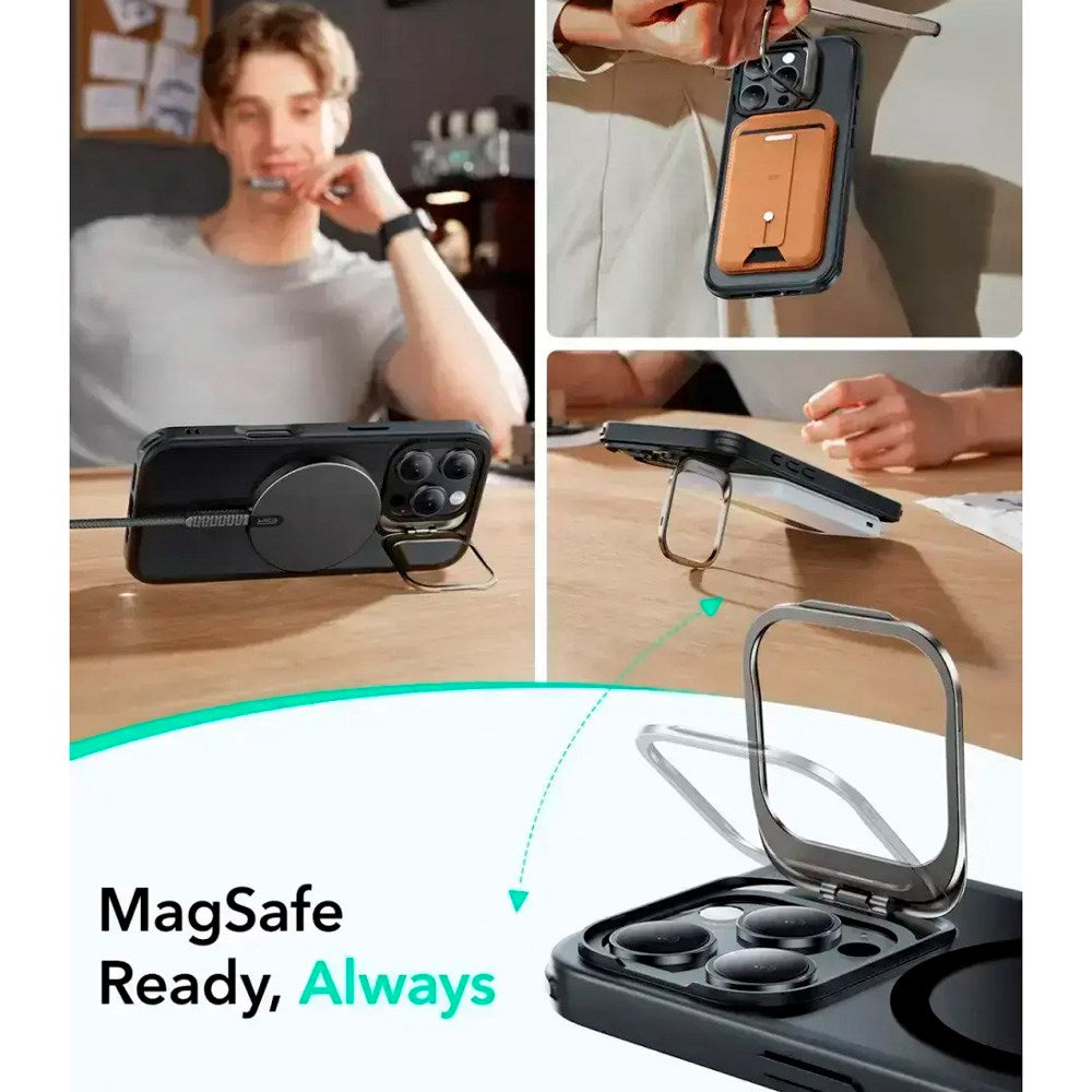 iPhone 16 Pro Max - ESR Classic Hybrid Cover m. Kickstand - MagSafe Kompatibel - Mat Sort