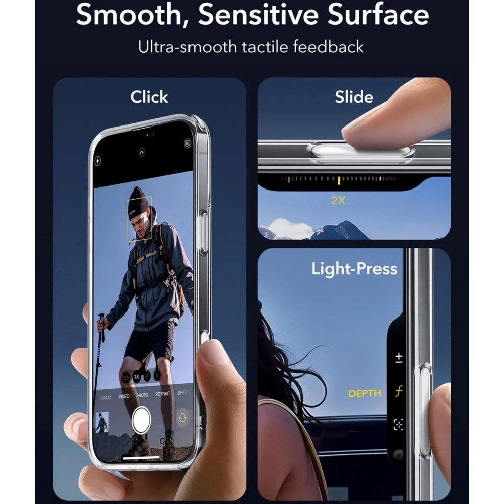 ESR iPhone 16 Classic Hybrid Case m. Camera Control Knap - MagSafe Kompatibel - Mat Gennemsigtig / Sort
