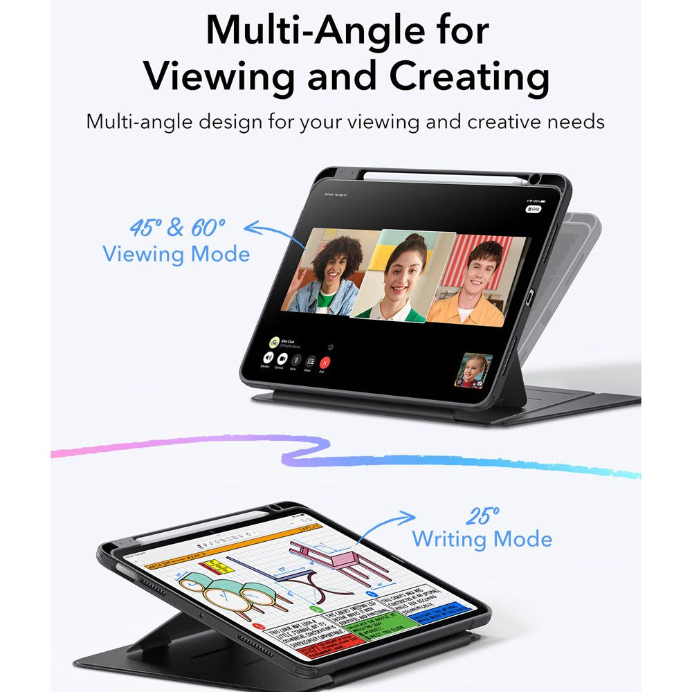 iPad Air 11" (2025 / 2024) / Air (2022 / 2020) ESR Flip Hybrid Case - Sort