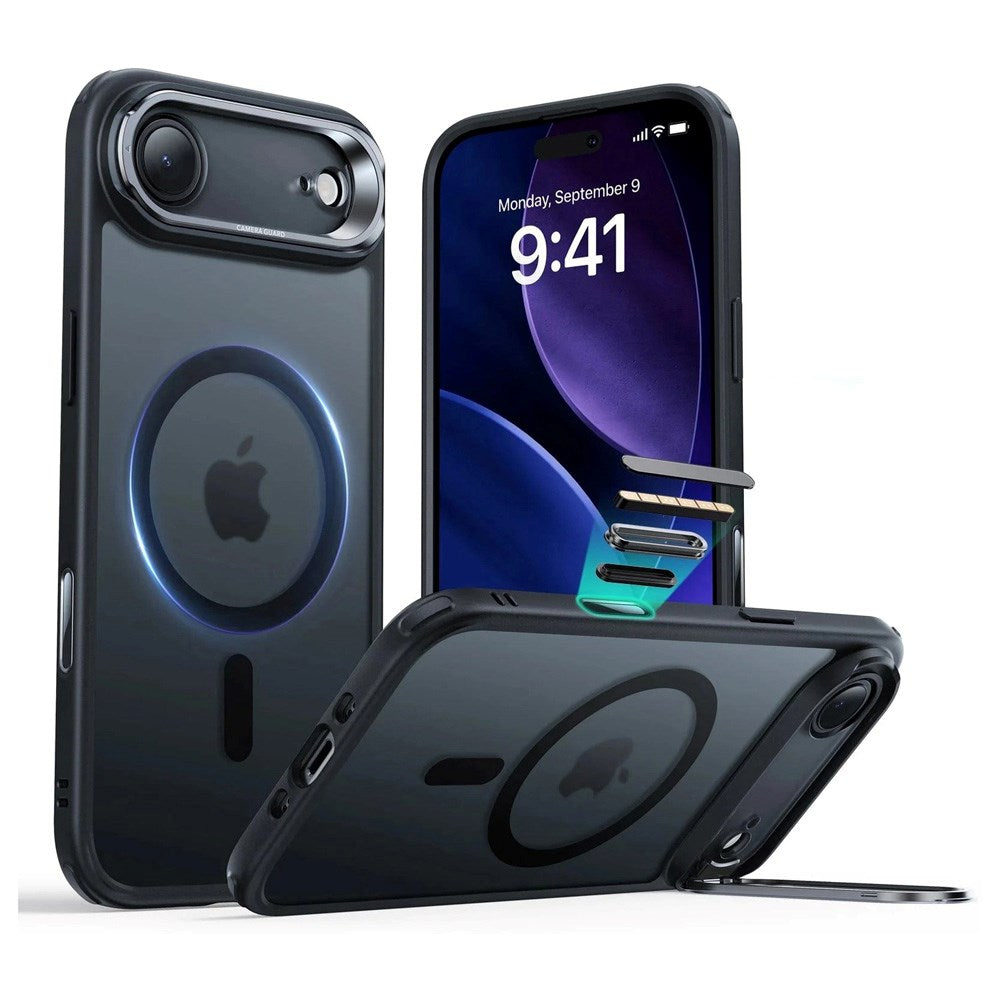 ESR iPhone Air Classic Hybrid Stash Cover m. Kickstand - MagSafe Kompatibel - Mat Sort