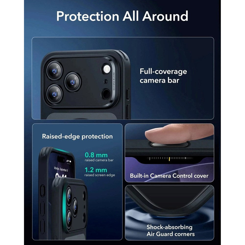 iPhone 17 Pro ESR Classic Hybrid Cover m. Indbygget Camera Control Knap - MagSafe Kompatibel - Mat Sort