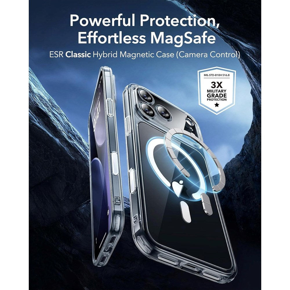 iPhone 17 Pro Max ESR Classic Hybrid Cover m. Indbygget Camera Control Knap - MagSafe Kompatibel - Gennemsigtig