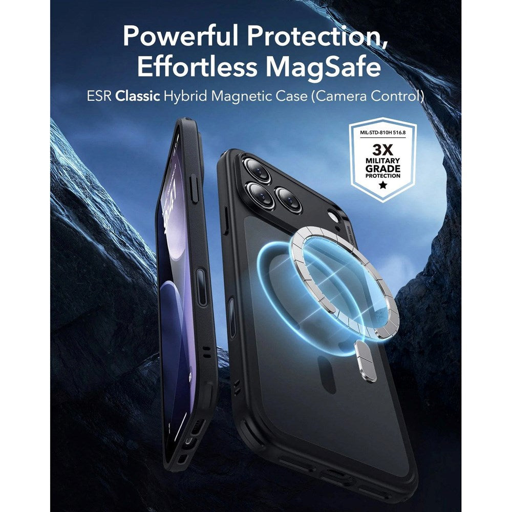 iPhone 17 Pro Max ESR Classic Hybrid Cover m. Indbygget Camera Control Knap - MagSafe Kompatibel - Mat Sort
