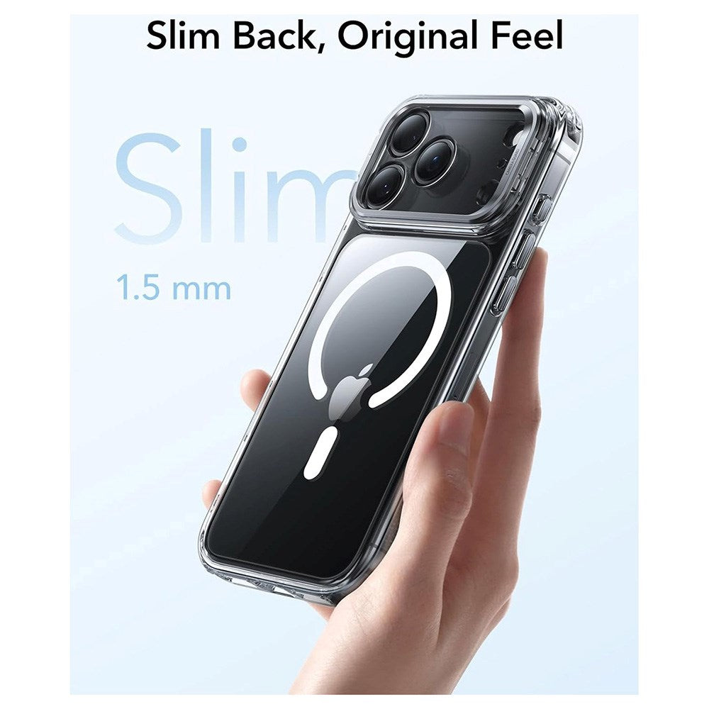 ESR iPhone 17 Pro Max Classic Hybrid Stash Cover m. Kickstand - MagSafe Kompatibel - Gennemsigtig