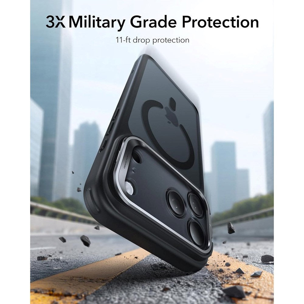 ESR iPhone 17 Pro Classic Hybrid Stash Cover m. Kickstand - MagSafe Kompatibel - Mat Sort