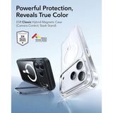 ESR iPhone 17 Pro Classic Hybrid Stash Cover m. Kickstand - MagSafe Kompatibel - Gennemsigtig / Sort
