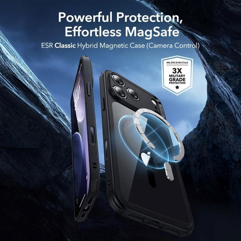 iPhone 17 Pro ESR Classic Hybrid Sæt m. Bagside Cover & Hærdet Skærmglas - MagSafe Kompatibel - Gennemsigtig / Sort