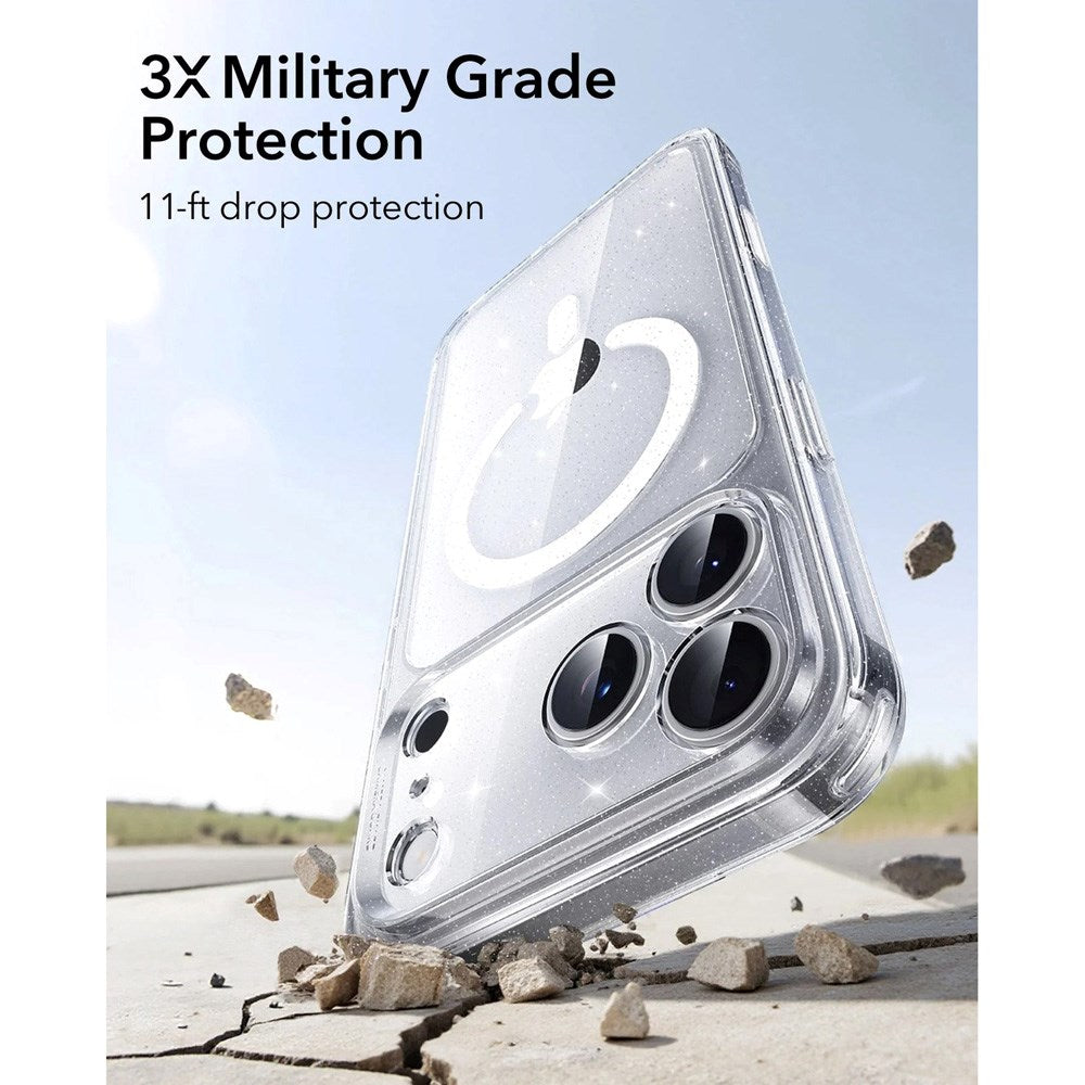 iPhone 17 Pro ESR Classic Hybrid Cover m. Indbygget Camera Control Knap - MagSafe Kompatibel - Gennemsigtig / Glimmer
