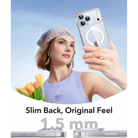 iPhone 17 Pro ESR Classic Hybrid Cover m. Indbygget Camera Control Knap - MagSafe Kompatibel - Gennemsigtig / Glimmer