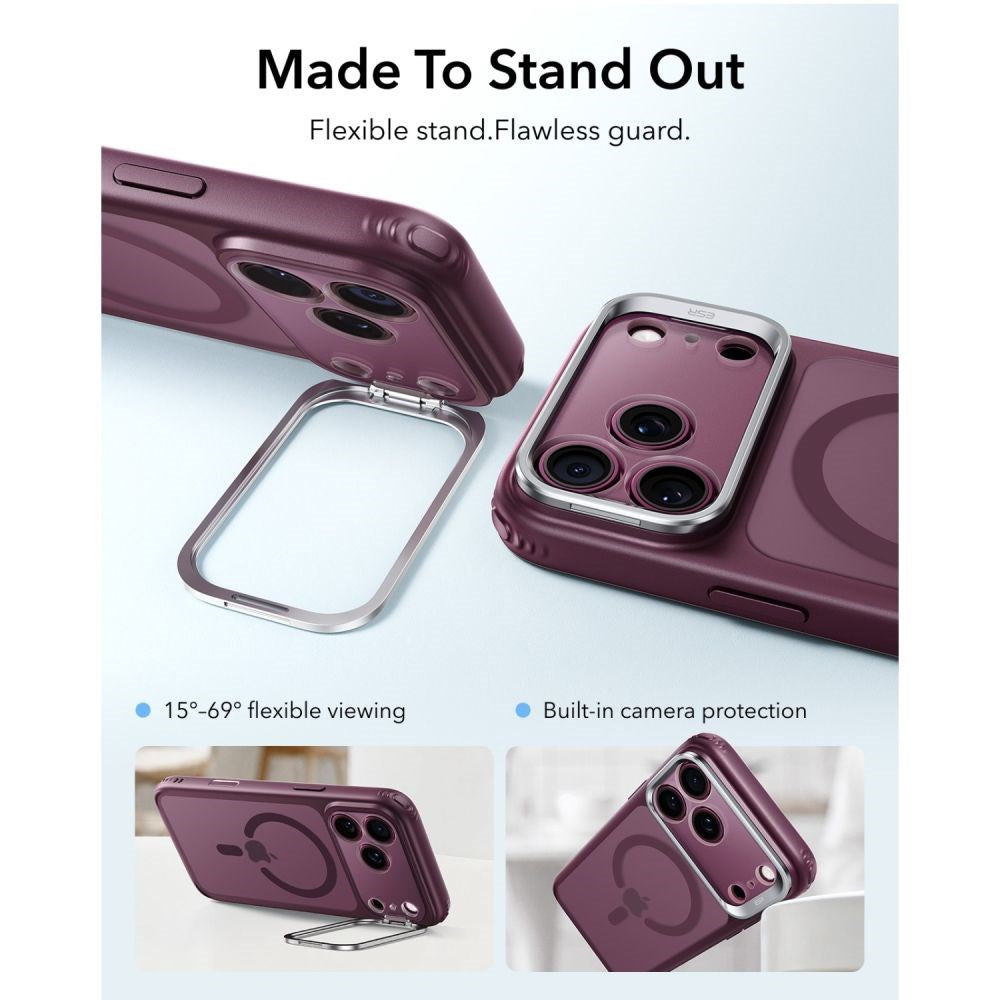 ESR iPhone 18 Pro Max / 17 Pro Max Classic Hybrid Kickstand Mobil Cover - MagSafe Kompatibel - Rød