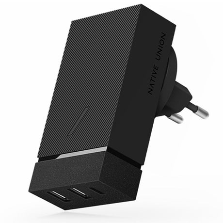 Native Union Smart Hub 45W Vægoplader / Rejseadapter m. USB-A & USB-C - Sort