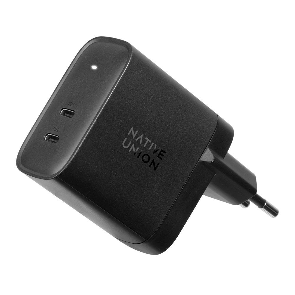 Native Union Fast GaN Charger - Vægoplader m. 2 x USB-C Power Delivery 65W - Sort