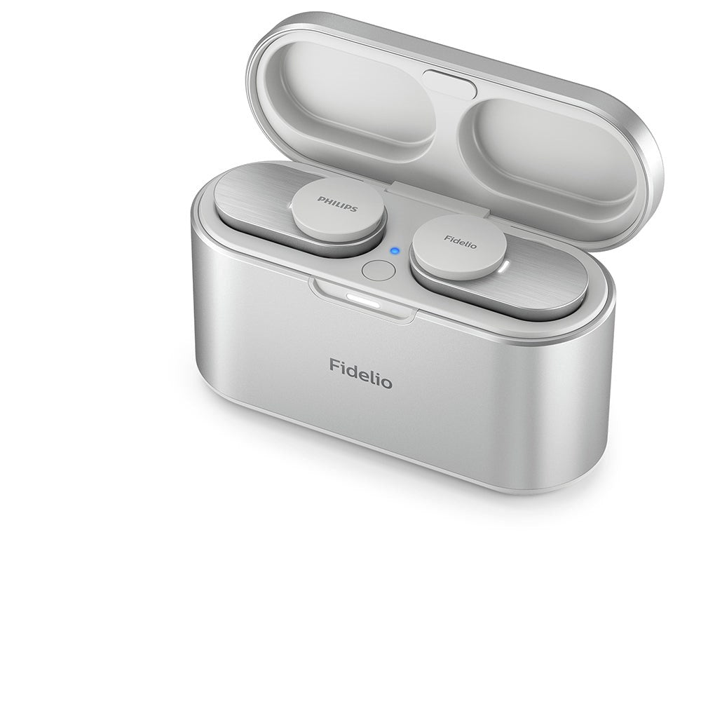 Philips Fidelio T1 True Wireless Headset In-Ear m. Trådløs Qi Opladning - Grå