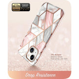 iPhone 14 Plus i-Blason Cosmo Marble Bagside Cover m. Skærmbeskyttelse - Pink