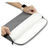 Tech-Protect Stof Laptop Sleeve 13-14" m. Ekstra Lomme (33 x 24 cm) - Lysegrå