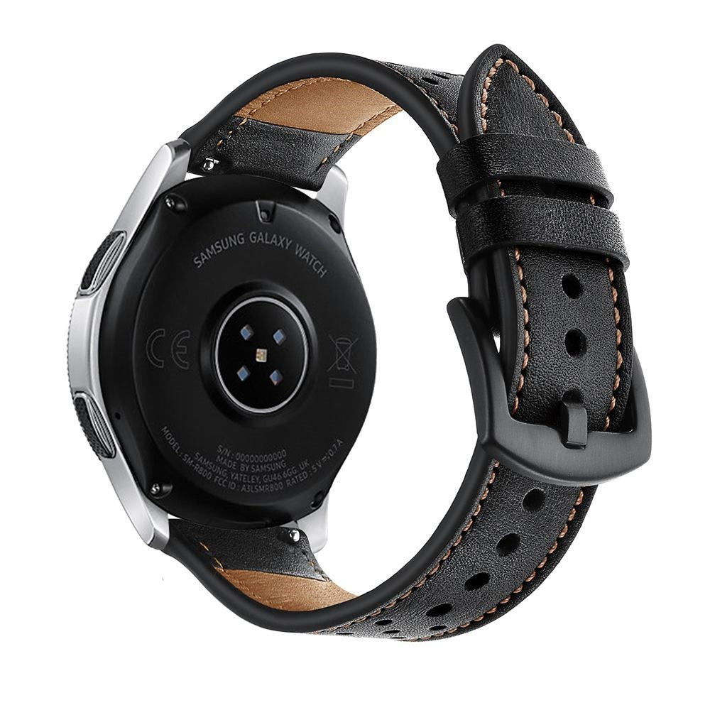 Samsung Galaxy Watch (46mm) Tech-Protect Ægte Læder Urrem - Sort