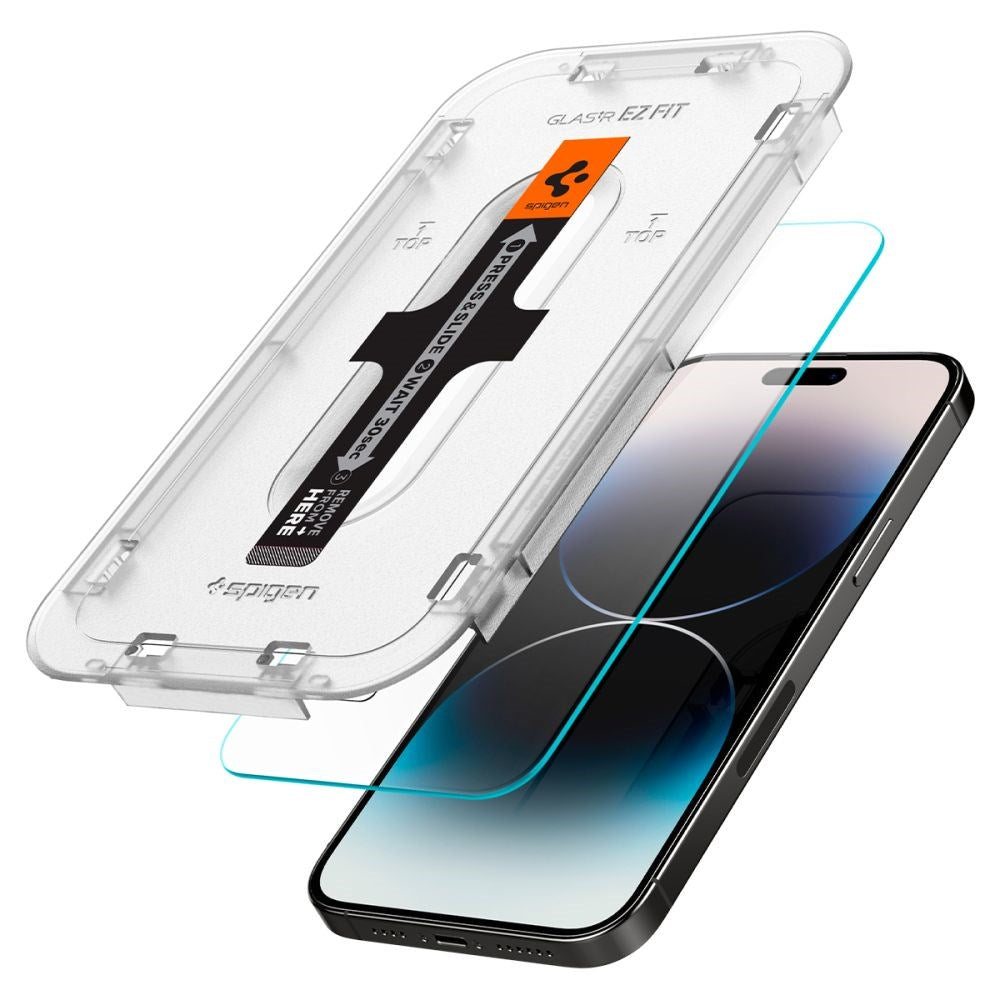 iPhone 14 Pro Max Spigen EZ Fit Glas.tR Skærmbeskyttelse 2. Stk - Case Friendly - Gennemsigtig