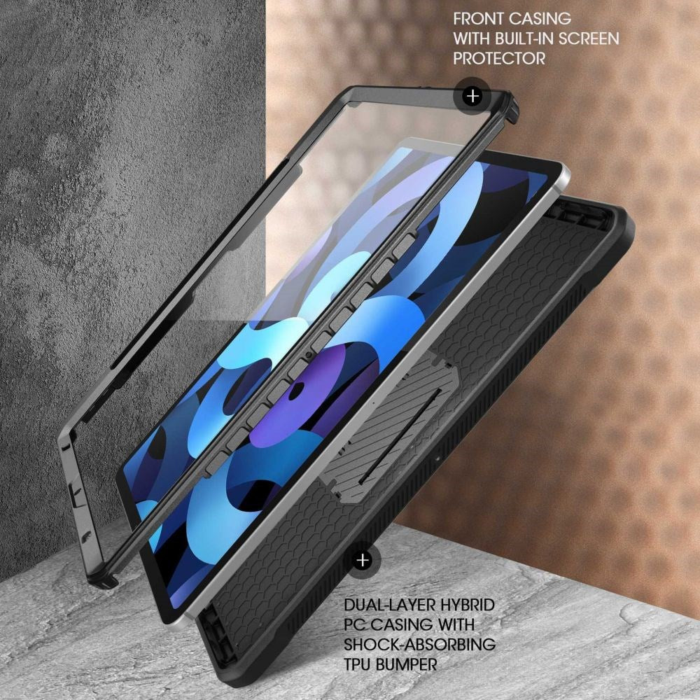 iPad Air 10.9-11" (2024-2020) Håndværker Cover - Supcase Unicorn Beetle Pro Cover m. Beskyttelsesfilm - Sort