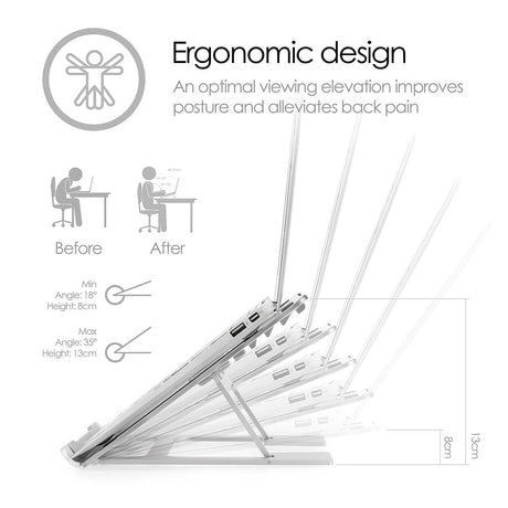 Desire2 Aluminium Bærbar Stander 10-15.6" - Sølv