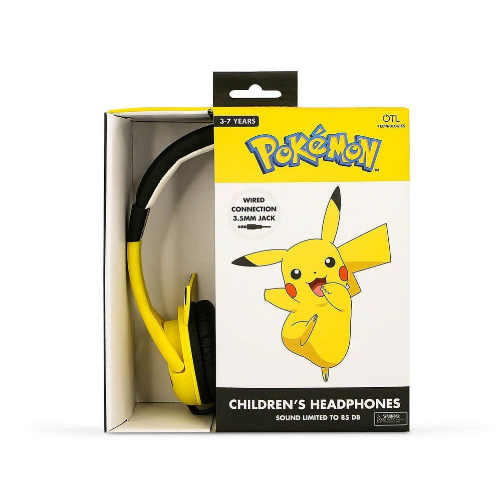 Pikachu OTL On-Ear Børne Headset m. 3D Ører - Max. 85dB - Gul