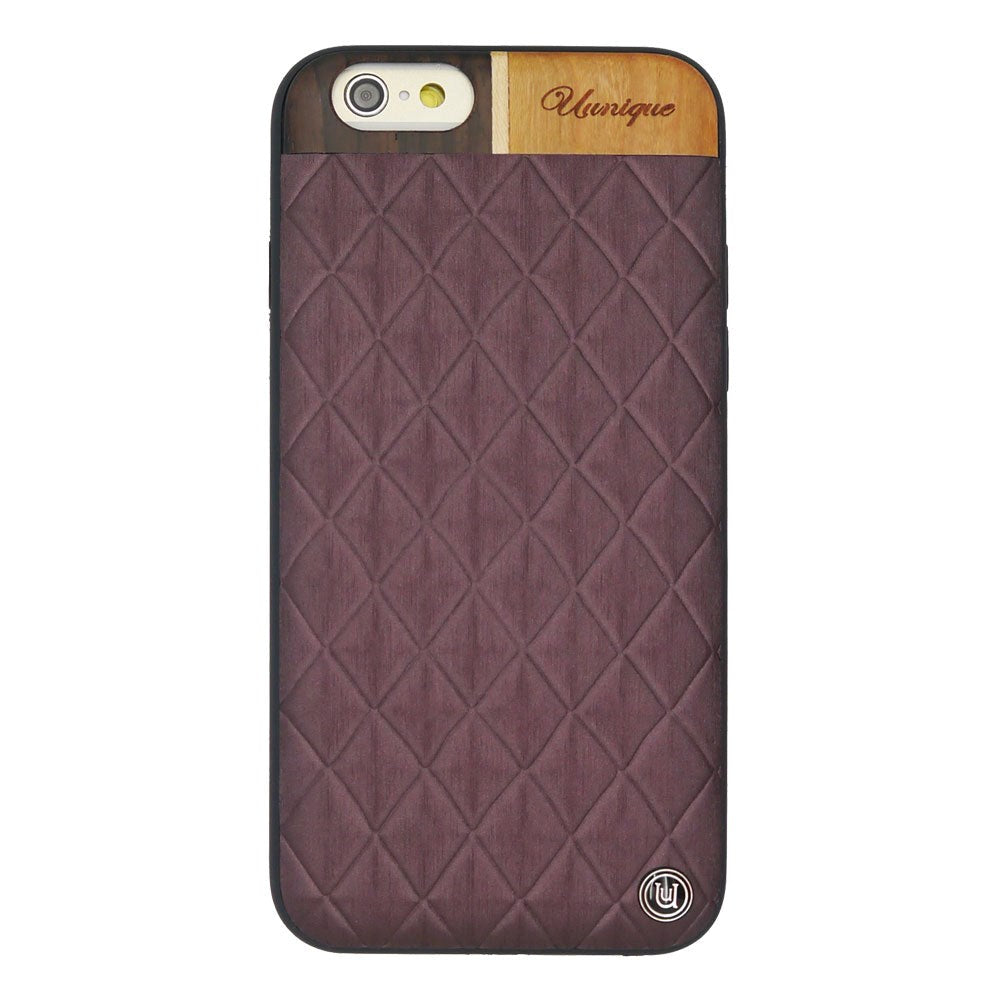 iPhone 6 / 6s Uunique Hard Shell - Designer Plastik Bagside Cover - Embossed Wooden Purple