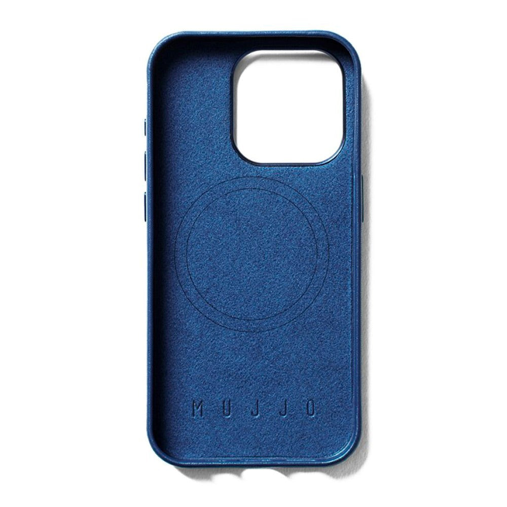 Mujjo iPhone 15 Pro Leather Cover - MagSafe Kompatibel - Blå