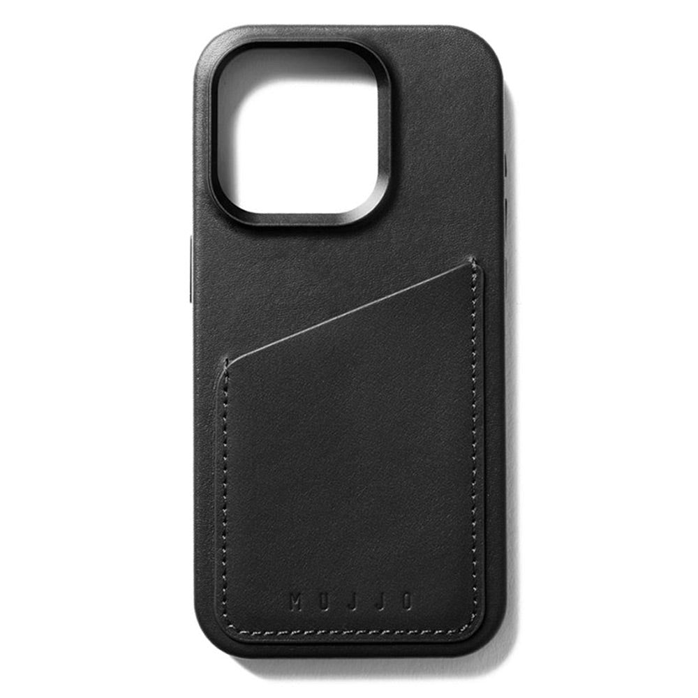 Mujjo iPhone 15 Pro Leather Wallet Cover - MagSafe Kompatibel - Sort