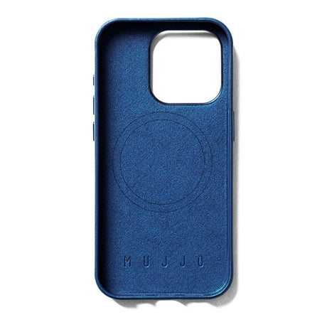 Mujjo iPhone 15 Pro Leather Wallet Cover - MagSafe Kompatibel - Blå