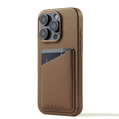 Mujjo iPhone 16 Pro Leather Wallet Cover - MagSafe Kompatibel - Brun