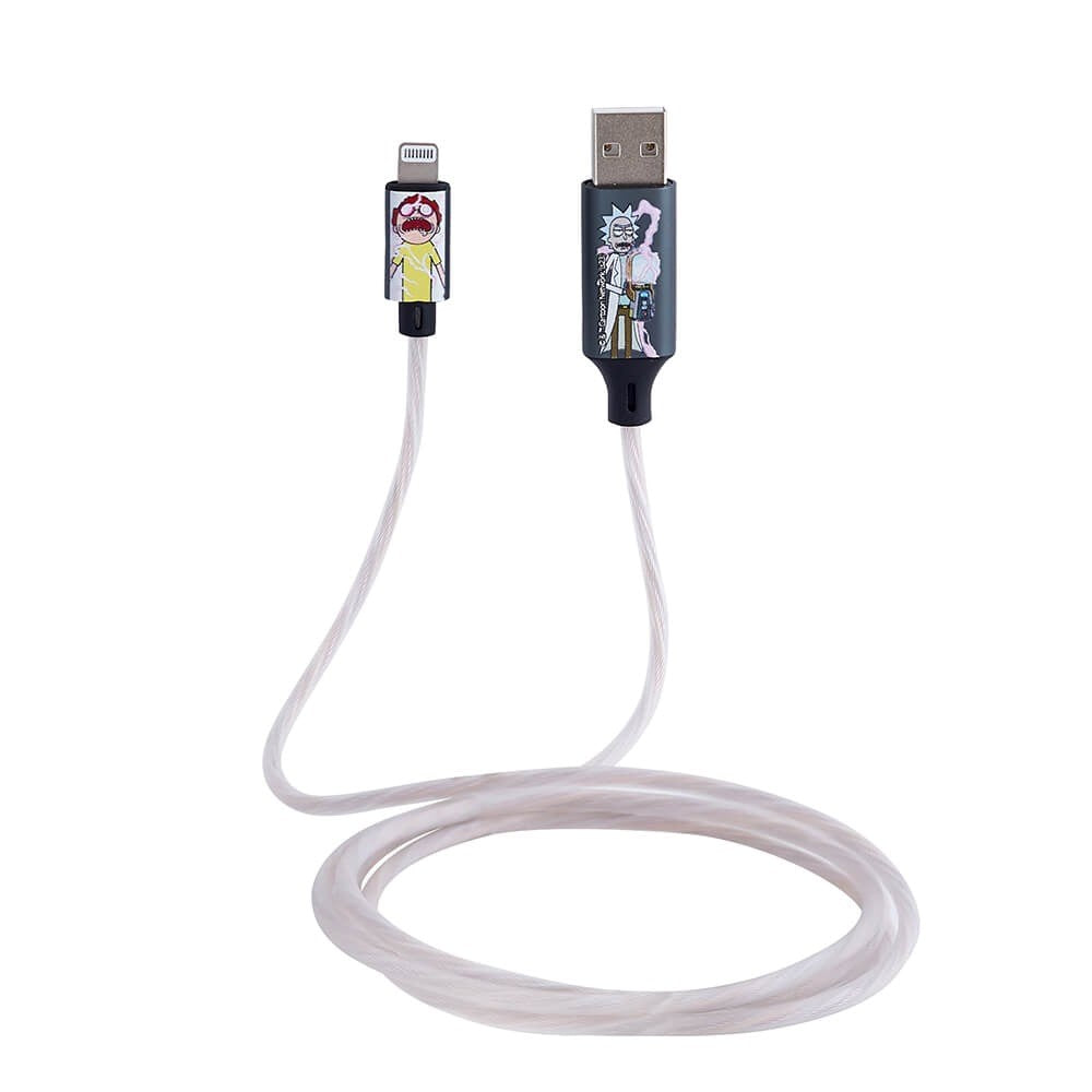 Rick & Morty Light Up 10W USB-A til Lightning Kabel 1.2 Meter - Sort / Multi