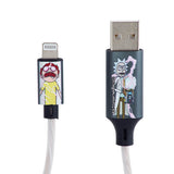 Rick & Morty Light Up 10W USB-A til Lightning Kabel 1.2 Meter - Sort / Multi