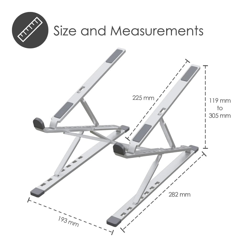Desire2 Bærbar Computer Stander - Mål: 10-15,6" - Sølv