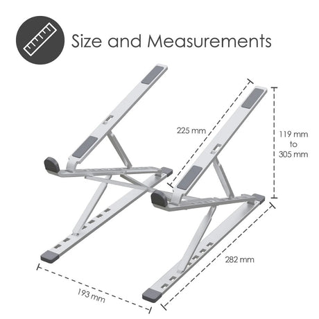 Desire2 Bærbar Computer Stander - Mål: 10-15,6" - Sølv
