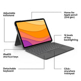 Logitech iPad Air (2022 / 2020) Combo Touch Keyboard (Dansk Tastatur m. Cover) - Grå