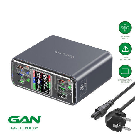 4smarts Lucid GaN DIY 360W Bordoplader - 5x USB-C & 1x USB-A - Grå