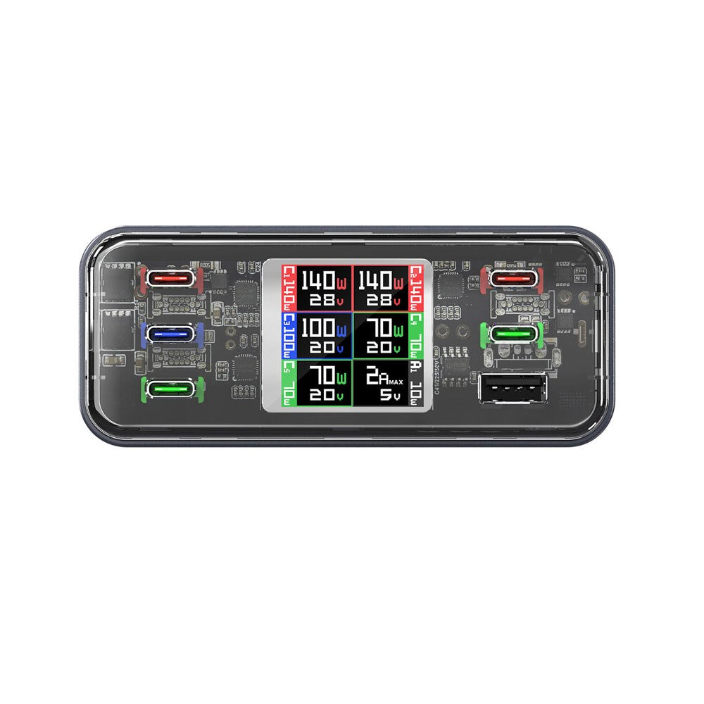 4smarts Lucid GaN DIY 360W Bordoplader - 5x USB-C & 1x USB-A - Grå