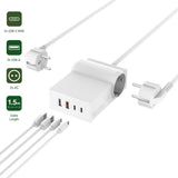 4smarts 6-i-1 Stømskinne m. 2x AC / 2x USB-C / 2x USB-A - 65W - Hvid
