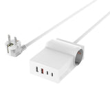 4smarts 6-i-1 Stømskinne m. 2x AC / 2x USB-C / 2x USB-A - 65W - Hvid