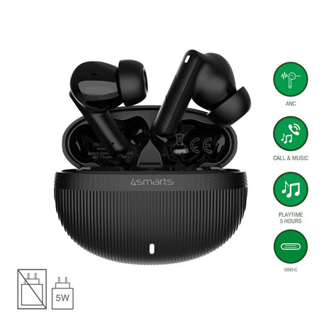 4smarts True Wireless In-Ear SkyBuds Pro Headset m. Aktiv Støjreduktion - Sort