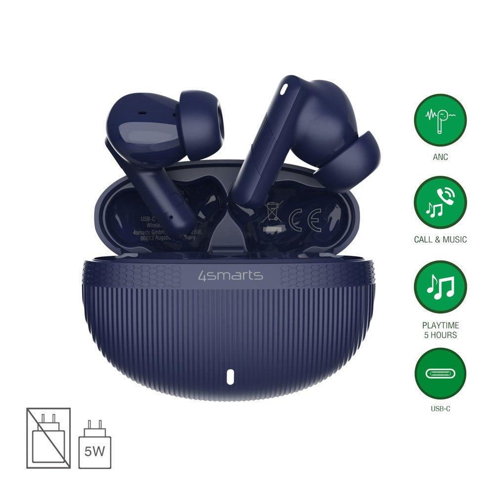4smarts True Wireless In-Ear SkyBuds Pro Headset m. Aktiv Støjreduktion - Blå