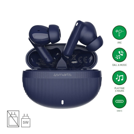 4smarts True Wireless In-Ear SkyBuds Pro Headset m. Aktiv Støjreduktion - Blå