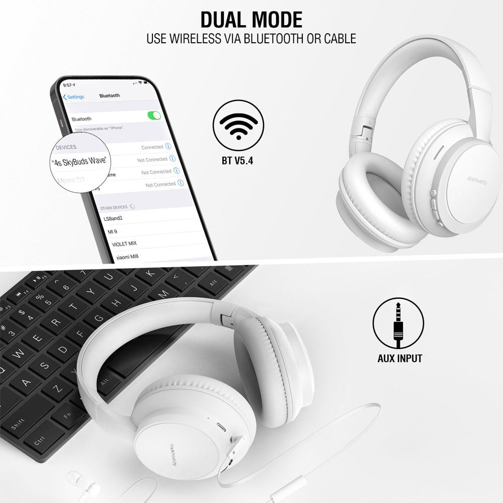 4smarts True Wireless SkyBuds Wave Over-Ear Høretelefoner - Hvid