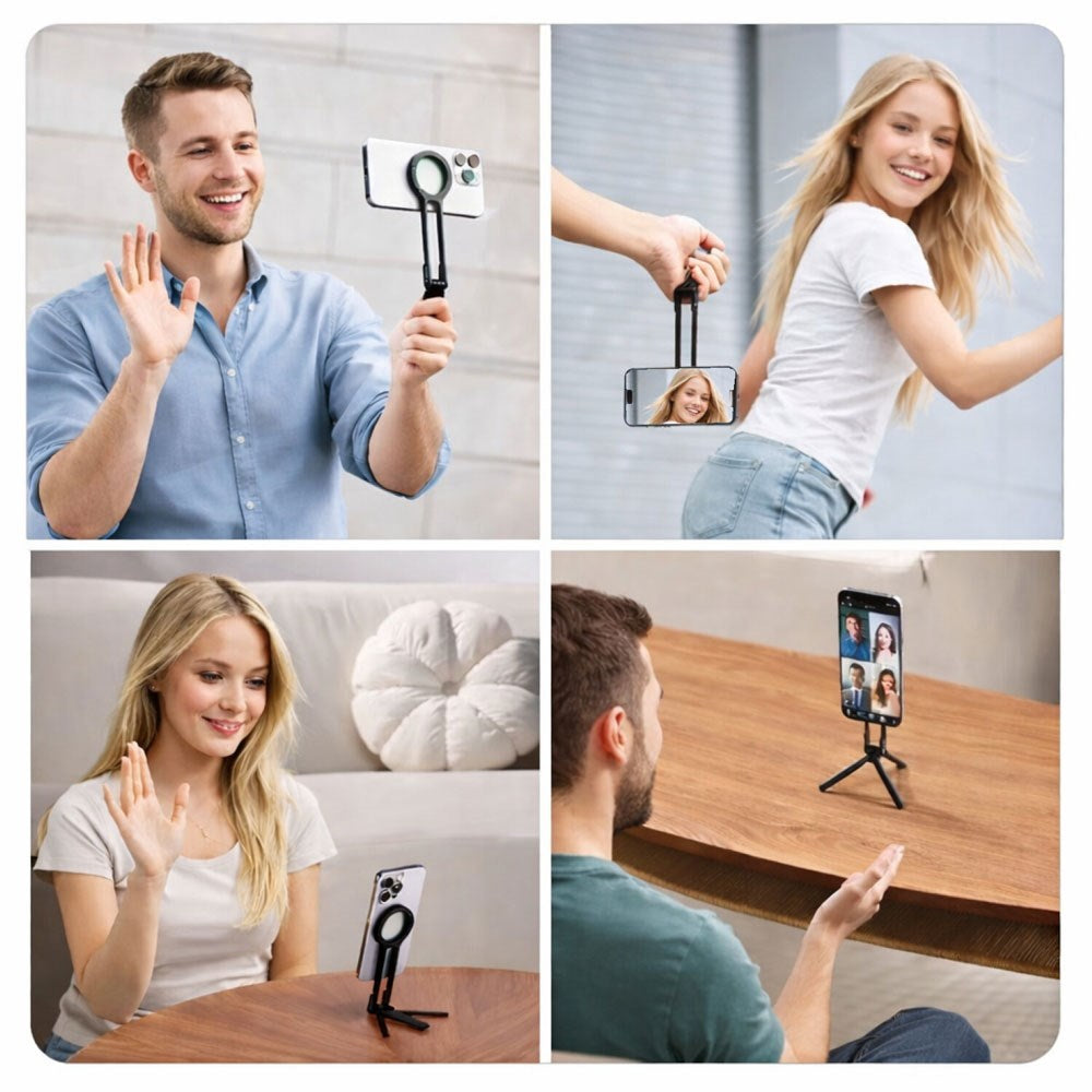 4smarts Foldbar Tripod til Telefon - MagSafe Kompatibel - Sort