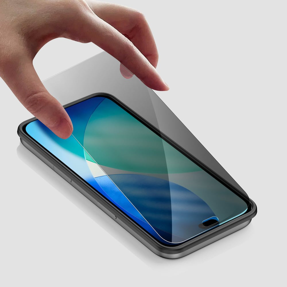 iPhone 18 Pro 4Smarts Second Glass Skærmbeskyttelse m. Rengøringssæt & Monteringsramme - Privacy Funktion - Gennemsigtig