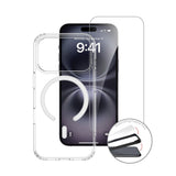 iPhone 18 Pro / 17 Pro - 4Smarts 3-i-1 Premium Starter Set - MagSafe Mobil Cover, Skærmbeskyttelse & 20W Vægoplader - Gennemsigtig / Hvid