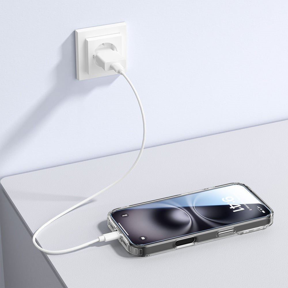 iPhone 18 Pro / 17 Pro - 4Smarts 3-i-1 Premium Starter Set - MagSafe Mobil Cover, Skærmbeskyttelse & 20W Vægoplader - Gennemsigtig / Hvid