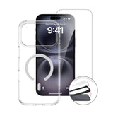iPhone 18 Pro Max / 17 Pro Max - 4Smarts 3-i-1 Premium Starter Set - MagSafe Mobil Cover, Skærmbeskyttelse & 20W Vægoplader - Gennemsigtig / Hvid