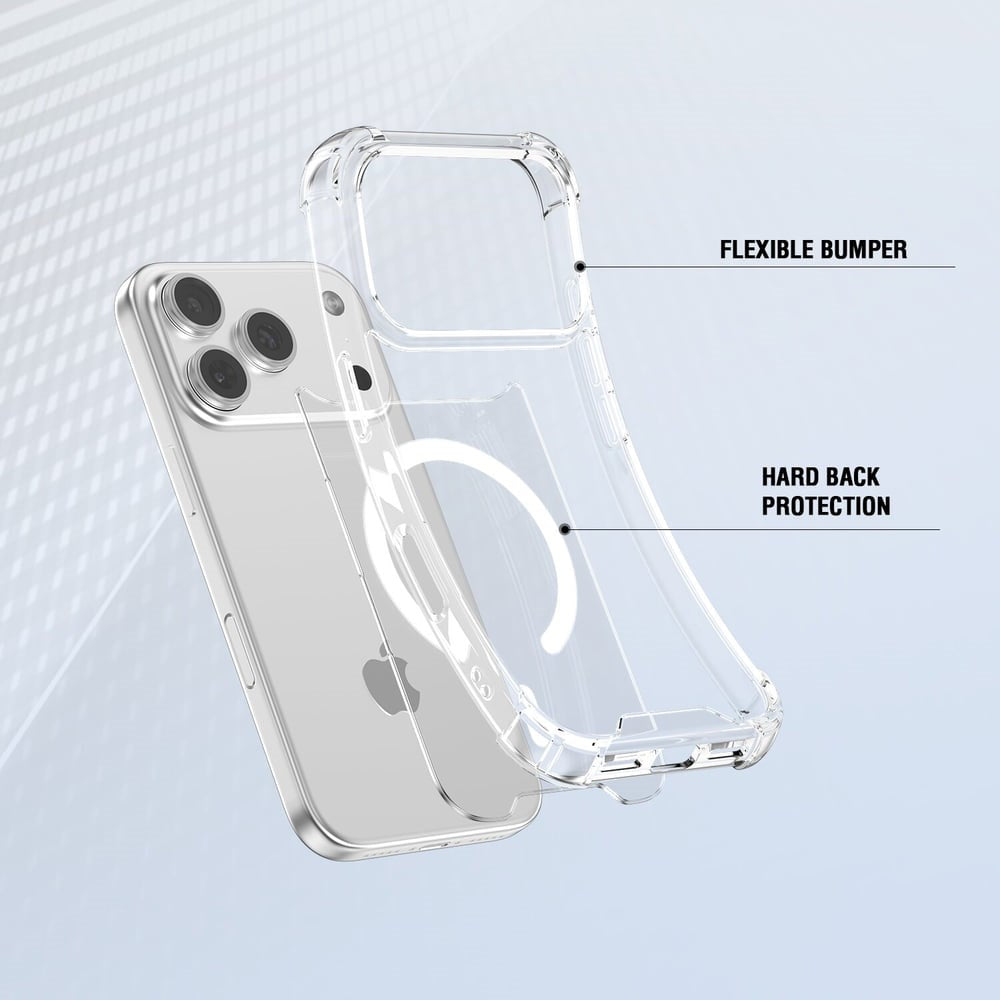 iPhone 18 Pro / 17 Pro 4Smarts IBIZA Hybrid Bagside Cover - MagSafe Kompatibel - Gennemsigtig